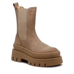 Sztyblety Badura. Brązowe botki damskie Badura, bez obcasa, na płaskiej podeszwie, bez zapięcia. Za 319.99 zł.