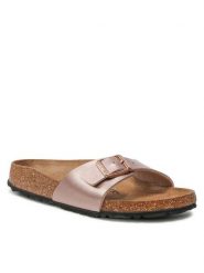 Birkenstock Klapki Madrid Bs 1023927 Różowy. Czerwone klapki damskie Birkenstock, bez wzorów, ze skóry, bez obcasa. Za 259.99 zł.
