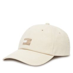 Czapka z daszkiem Tommy Jeans. Brązowe czapki i kapelusze damskie Tommy Jeans, bez wzorów, z jeansu. Za 129.99 zł.