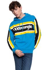 BLUZA WRANGLER B&Y HOODIE MEDITERRANEAN BLUE W6610HABR 112130642. Niebieskie bluzy męskie Wrangler, m, bez wzorów, z kapturem. W wyprzedaży za 69.99 zł.