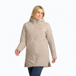 Kurtka przeciwdeszczowa damska Jack Wolfskin Heidelstein 2 Ins. Brązowe kurtki damskie Jack Wolfskin, l, bez wzorów, z materiału, bez kaptura. Za 999.99 zł.