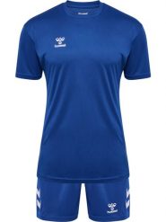 Zestaw koszulka + szorty Hummel Logo. Niebieskie koszulki sportowe damskie Hummel, l, bez wzorów, z bawełny, bez kołnierzyka, bez ramiączek, na fitness i siłownię. Za 138.50 zł.