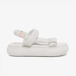 Sandały Puma Mayu Summer Cloud Nimbus Skóra Naturalna. Szare sandały damskie Puma, bez wzorów, z materiału, bez obcasa, na platformie, bez zapięcia. Za 227.60 zł.