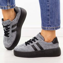 Szare skórzane półbuty damskie Vinceza 79648. Szare obuwie sportowe damskie VINCEZA, bez wzorów, z dresówki, trekkingowe. Za 229.00 zł.