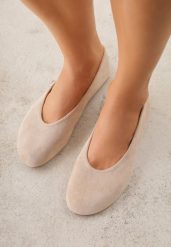 Beżowe Casualowe Balerinki z Imitacji Zamszu Zambra. Brązowe baleriny damskie Born2be, na lato, bez wzorów, z jeansu, biznesowe, bez obcasa. Za 74.99 zł.