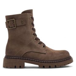 Trzewiki Clara Barson. Brązowe botki damskie Clara Barson, bez obcasa, na płaskiej podeszwie, bez zapięcia. Za 111.99 zł.