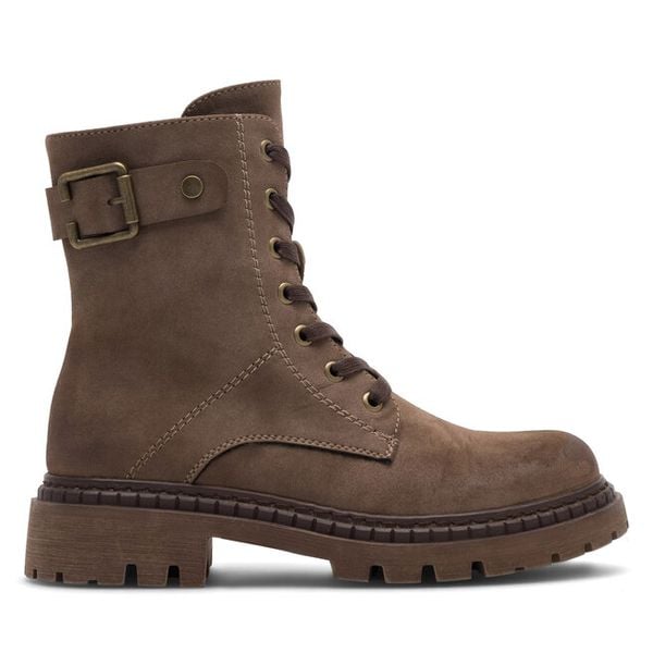 Trzewiki Clara Barson. Brązowe botki damskie Clara Barson, bez obcasa, na płaskiej podeszwie, bez zapięcia. Za 111.99 zł.