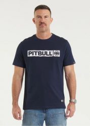 Pitbull T-shirt bawełniany Hilltop Granatowy. Niebieskie t-shirty męskie PITBULL, m, z aplikacjami, z bawełny, klasyczne, bez kołnierzyka. Za 89.00 zł.