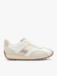 Kremowe buty sportowe ze złotym paskiem. Brązowe półbuty damskie Ryłko, bez wzorów, ze skóry, eleganckie, z okrągłym noskiem, bez obcasa, na płaskiej podeszwie, bez zapięcia. Za 499.99 zł.