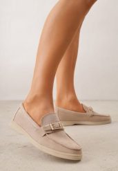 Ciemnobeżowe Mokasyny Ozdobione Metaliczną Klamrą Murielori. Brązowe mokasyny damskie Renee, z jeansu, biznesowe. Za 119.99 zł.