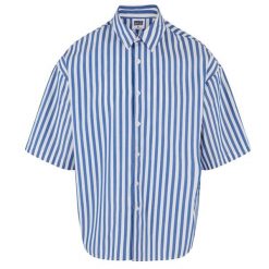 Koszula Męska W Paski Z Krótkim Rękawem Lato. Białe koszule męskie Urban Classics, na lato, m, bez wzorów, casualowe, bez kołnierzyka, bez ramiączek. Za 137.99 zł.