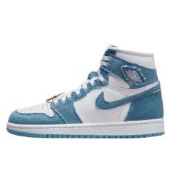 Buty do chodzenia dla dorosłych Air Jordan 1 High OG Denim. Białe obuwie sportowe damskie Jordan, bez wzorów, z denimu, trekkingowe. Za 1,723.40 zł.