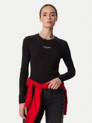 Tommy Jeans Bluzka Classic Logo DW0DW23248 Czarny Slim Fit. Czarne koszule damskie Tommy Jeans, m, bez wzorów, z jeansu, bez kołnierzyka, bez ramiączek. Za 149.99 zł.