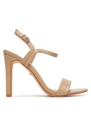 DeeZee Sandały F8977-2 Beżowy. Brązowe sandały damskie DeeZee, bez wzorów, z materiału, bez obcasa, na szpilce, bez zapięcia. Za 129.99 zł.