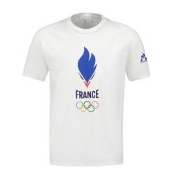 Koszulka Le Coq Sportif Paris 2024 N° 5. Białe koszulki sportowe męskie le coq sportif, l, bez wzorów, z bawełny, bez kołnierzyka, bez ramiączek. Za 185.50 zł.