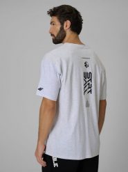 4F T-shirt loose z nadrukiem męski - szary L. Szare t-shirty męskie 4f, l, bez wzorów, z bawełny, bez kołnierzyka. Za 79.99 zł.