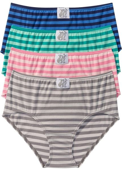 Figi maxi z miękką bawełną (4 pary). Niebieskie figi damskie bonprix, bez wzorów, z bawełny. Za 64.99 zł.