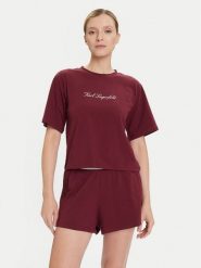 KARL LAGERFELD Piżama A4W45012 Bordowy Regular Fit. Czerwone piżamy damskie KARL LAGERFELD, xl, bez wzorów, z bawełny, bez ramiączek. Za 309.99 zł.