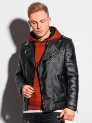 Ramoneska męska - czarna. Czarne kurtki męskie Ombre Clothing, m, bez wzorów, bez kaptura. W wyprzedaży za 179.99 zł.