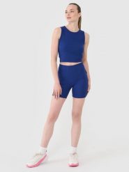 4F Legginsy krótkie dzianinowe damskie - granatowe S. Niebieskie legginsy damskie 4f, s, bez wzorów, z bawełny. W wyprzedaży za 39.99 zł.