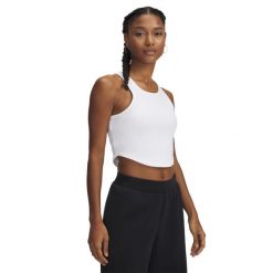 Damski tank top Under Armour Rival Rib. Białe obuwie sportowe damskie Under Armour, bez wzorów, z tkaniny, na fitness i siłownię. Za 186.50 zł.