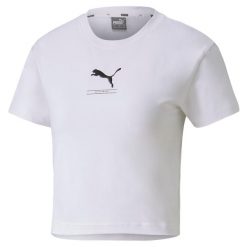 Koszulka sportowa damska Puma Nutility Fitted Tee. Białe koszulki sportowe damskie Puma, xs, bez wzorów, bez kołnierzyka, bez ramiączek, na fitness i siłownię. Za 44.26 zł.