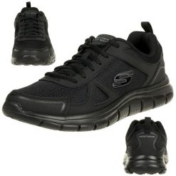 Buty do chodzenia męskie Skechers Trackscloric. Czarne buty sportowe męskie Skechers, z materiału, bez zapięcia, do biegania. Za 249.99 zł.