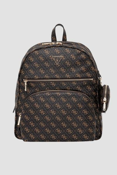 GUESS Brązowy damski logowany plecak Power Play II. Brązowe plecaki damskie Guess, z aplikacjami, ze skóry ekologicznej. W wyprzedaży za 436.99 zł.