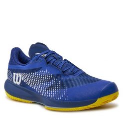 Buty do tenisa Wilson. Niebieskie buty sportowe męskie Wilson, bez zapięcia, tenisowe. Za 349.99 zł.