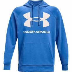 Męska Polarowa Bluza Treningowa Rival Big Logo. Niebieskie bluzy męskie Under Armour, m, bez wzorów, z polaru, bez kaptura. Za 278.99 zł.