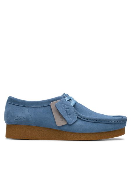 Clarks Półbuty WallabeeEVOSh 26181476 Niebieski. Niebieskie półbuty damskie Clarks, bez wzorów, ze skóry, bez obcasa, na płaskiej podeszwie, bez zapięcia. Za 389.99 zł.