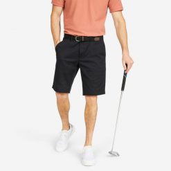 Spodenki do golfa chino męskie Inesis MW500. Czarne krótkie spodenki sportowe męskie INESIS, l, bez wzorów, z bawełny, na golfa. Za 69.99 zł.