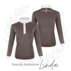 Koszula do jazdy konnej damska JD ATTACK Linda z długim rękawem konkursowa. Brązowe koszule damskie JD ATTACK, s, bez wzorów, sportowe, bez kołnierzyka, bez ramiączek. Za 199.00 zł.