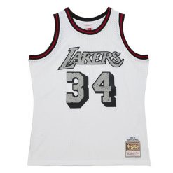 Koszulka NBA Los Angeles Lakers Shaquille O’Neal Cracked Cement Swingman 1996. Białe koszulki sportowe męskie Mitchell & Ness, bez wzorów, bez kołnierzyka, bez ramiączek, do koszykówki. Za 577.00 zł.