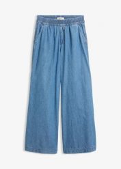 Jeansy wide leg, high waist. Czarne jeansy damskie bonprix, z podwyższonym stanem. Za 134.99 zł.