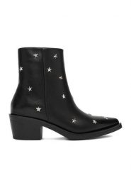 DeeZee Botki 23689-13 Czarny. Czarne botki damskie DeeZee, z materiału, bez obcasa, na słupku, bez zapięcia. Za 199.99 zł.