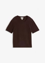 Sweter z krótkim rękawem z czystego kaszmiru zgodnego ze standardem Good Cashmere Standard®. Niebieskie swetry damskie bonprix, bez wzorów, z kaszmiru, bez kołnierzyka, bez ramiączek, krótkie, bez kaptura. Za 299.99 zł.