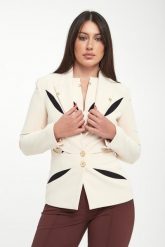 Żakiet z krepy z dwukolorowym wycięciem ELISABETTA FRANCHI. Żakiety damskie Elisabetta Franchi, bez wzorów. Za 2,339.00 zł.