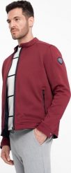 Kurtka męska Ombre Kurtka męska BIKER ze strukturalnej tkaniny - bordowa V2 OM-JANP-0138 XL. Czerwone kurtki męskie Ombre, m, bez wzorów, z tkaniny, bez kaptura. Za 99.99 zł.