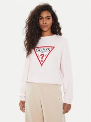 Guess Bluza W2YQ16 KBA11 Różowy Regular Fit. Czerwone bluzy damskie Guess, xs, z aplikacjami, z bawełny, bez kaptura. Za 169.99 zł.