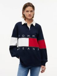 Tommy Jeans Bluza Kobiety Bawełna niebieski|wielokolorowy, L. Niebieskie bluzy damskie Tommy Jeans, l, bez wzorów, z bawełny, bez kaptura. Za 449.95 zł.