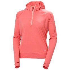 Kobieczy półzapinany hoodie Helly Hansen Shine Solen. Czerwone bluzy sportowe damskie Helly Hansen, bez wzorów, bez kaptura, do biegania. Za 422.00 zł.