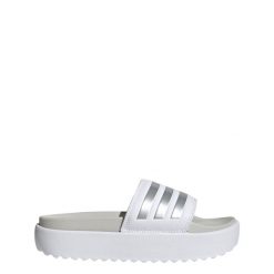 Adilette Platform Slides. Białe klapki damskie Adidas, bez wzorów, sportowe, bez obcasa. Za 239.00 zł.