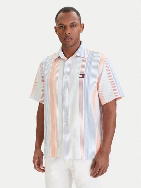 Tommy Jeans Koszula DM0DM22789 Kolorowy Relaxed Fit. Koszule męskie Tommy Jeans, l, bez wzorów, z jeansu, bez kołnierzyka, bez ramiączek. Za 329.99 zł.