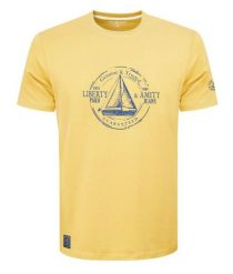 Koszulka Męska (T-Shirt) - PAKO JEANS - Żaglówka, Żółta. Żółte t-shirty męskie Pako Jeans, l, bez wzorów, z bawełny, casualowe, bez kołnierzyka. Za 69.00 zł.