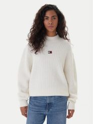 Tommy Jeans Golf Badge DW0DW22109 Écru Relaxed Fit. Swetry damskie Tommy Jeans, l, bez wzorów, z jeansu, bez kołnierzyka, bez ramiączek, bez kaptura. Za 409.99 zł.