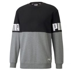 Męska Bluza Power Colour Block Z Okrągłym Dekoltem. Czarne bluzy męskie Puma, m, bez wzorów, bez kaptura. Za 283.99 zł.