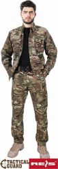 R.E.I.S. TG-DERR - Ubranie ochronne Tactical Guard w skład którego wchodzi bluza i spodnie do pasa, wykonane z tkaniny typu rip-stop S. Brązowe bluzy męskie R.E.I.S., m, bez wzorów, z dresówki, bez kaptura. Za 177.15 zł.