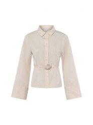 Neo Noir Bluzka damska - Clarida Rose Kobiety Sztuczne włókno beżowy|biały w paski, 42. Białe bluzki damskie Neo Noir, bez wzorów, z włókna, biznesowe, bez kołnierzyka, bez ramiączek. Za 349.95 zł.