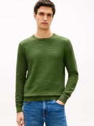 Tommy Hilfiger sweter z dzianiny Mężczyźni Bawełna zielony, M. Zielone swetry przez głowę męskie Tommy Hilfiger, m, bez wzorów, z bawełny, bez kołnierzyka. Za 329.95 zł.